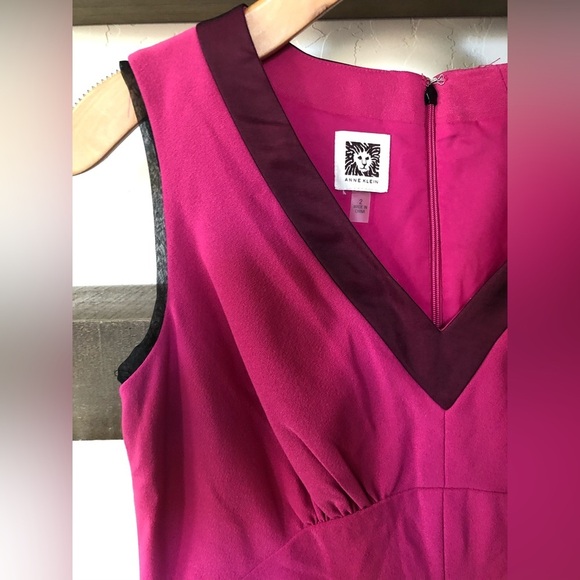Anne Klein|Pink barbiecore feminine midi dress with mesh border, NWT•••Feminine - Picture 7 of 12